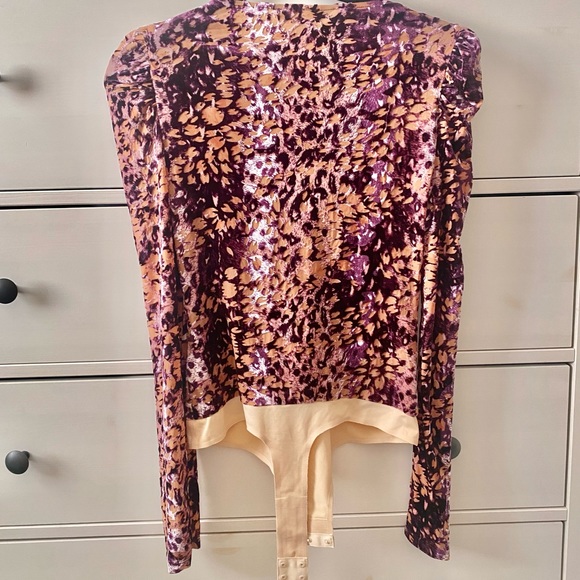 Rachel Zoe Crushed Velvet Petal Bodysuit - Picture 2 of 4